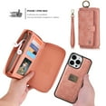 thumbnail image 5 of Dteck for iPhone 15 Wallet Case, Heavy Duty 2 in 1 Leather Zipper Purse Detachable Magnetic 14 Card Slots Money Pocket Clutch Cover for Apple iPhone 15,Pink, 5 of 9