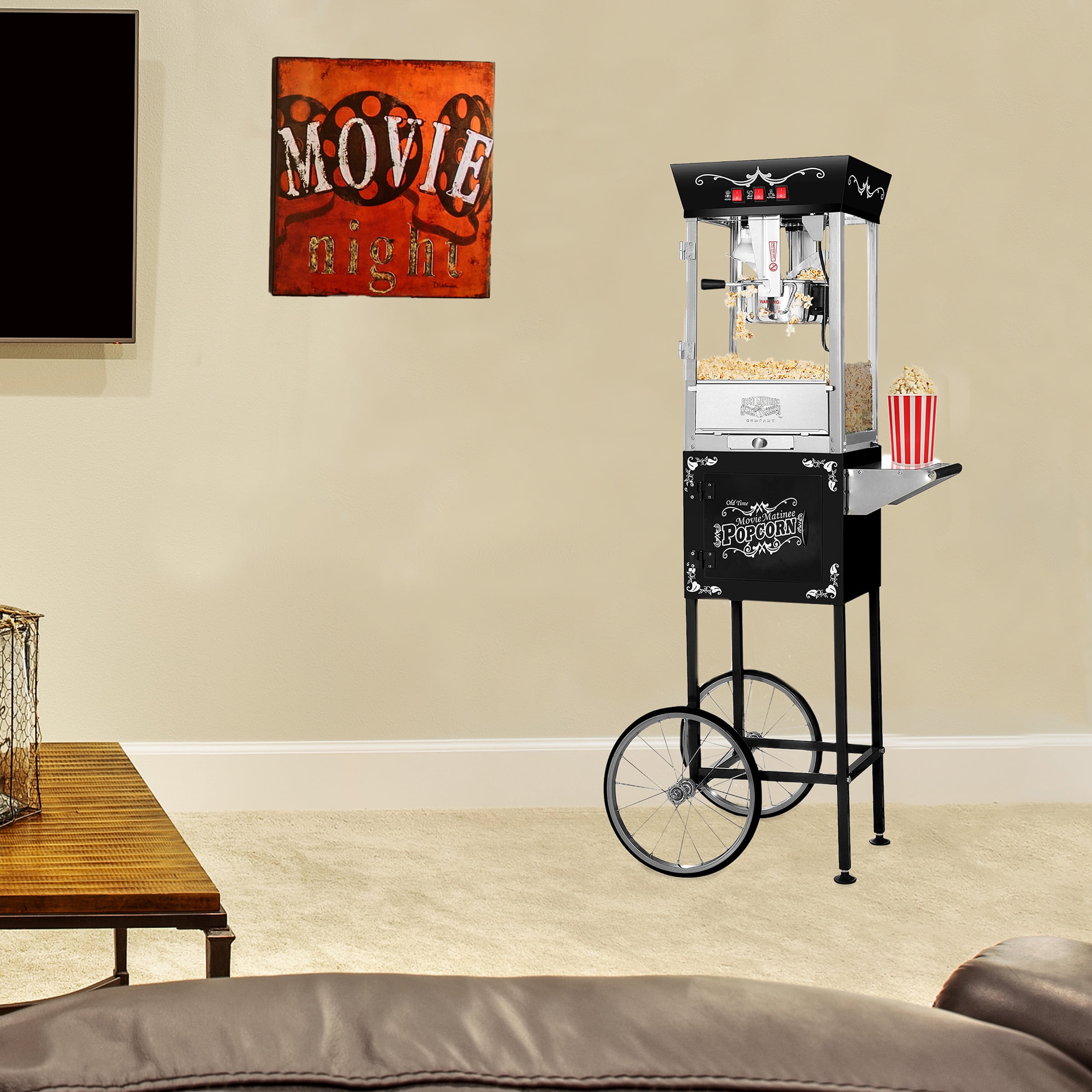 Great Northern Popcorn 3-Gallon Matinee Popcorn Machine with Cart (Black)