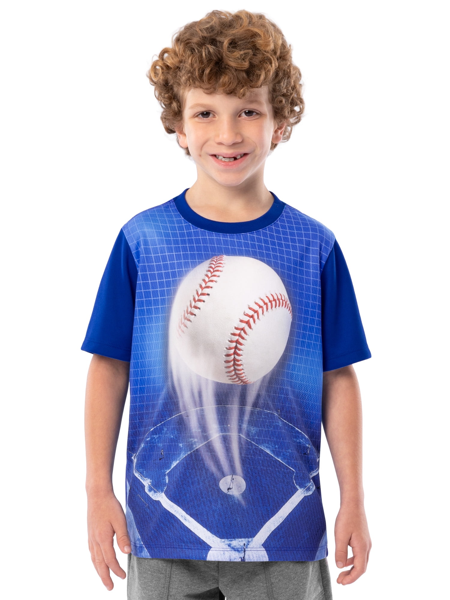 Athletic Works Boys Active Solid and Print Short Sleeve T-Shirts, 3-Pack, Sizes 4-18 & Husky