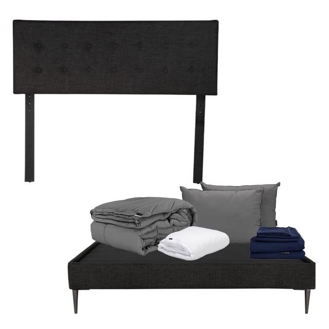 Base Cama Slim Dicasa Matrimonial Cabecera Bilbao Negro Almohada 2 Pack Protector Cloud Sábanas Softy Edredón Homy