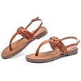 thumbnail image 2 of Ataiwee Women's Flat Slide Sandals - Classic T-strap Ankle Strap Comfort Thong Flat Summer Sandals., 2 of 6