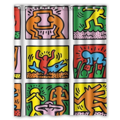 Ganma Keith Haring Nice Graffiti Shower Curtain Polyester Fabric