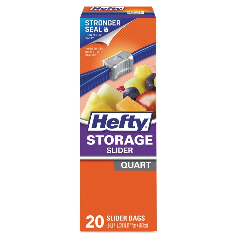 Hefty Slider Zipper Storage Bags, Quart, 20 Ct (Pack of 9) Walmart