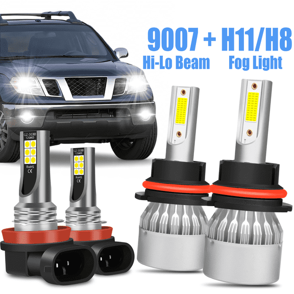 For Nissan Frontier 2005-2019 LED Headlight 9007 H11 High/Low Beam Fog Light Bulbs Kit White 6000K