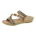 thumbnail image 1 of asdoklhq Sandals for Women Clearance Under $10,Bohemian Flat Flower Rhinestone Sandals Outer Beach Sandals, 1 of 5