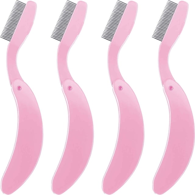 Peine plegable para pestañas HUOGUO, acero inoxidable, dientes metálicos, 4 unidades