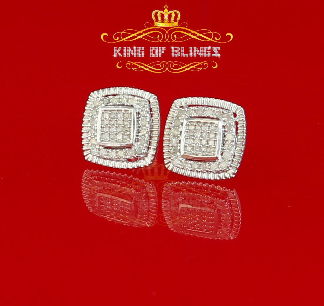 King of Bling's 0.55ct Diamond Sterling Silver Hip Hop White Stud Earring For Men's / Women's