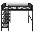 thumbnail image 6 of Full Loft Bed with 4-Tier Storage Shelves, Metal Loft Bed Frame with Safety Guardrail, Full Size Loft Bed for Teens Juniors Adults, Noise-Free, No Box Spring Needed, Black, 6 of 9