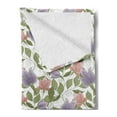 thumbnail image 2 of Floral Soft Flannel Fleece Throw Blanket, Pastel Tone Tulip Flower Aged Ottoman National Petals Image, Cozy Plush for Indoor and Outdoor Use, 50" x 60", Olive Green Coral, by Ambesonne, 2 of 5