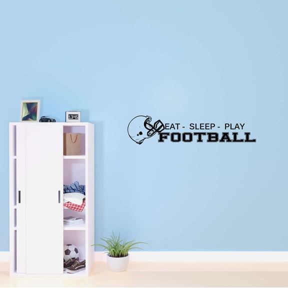 Boys Eat Sleep Play Football Active Sports Wall Decal Decoration Vinyl wall Art Mural for Football Lovers Lasts Years and Easily Removable - Size: 20 In(W) x 4 In(H)