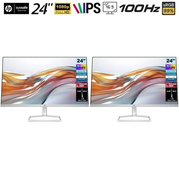 Hewlett Packard 94C21AA 524sw Series 5 23.8" FHD 1080p 16:9 5ms 100Hz IPS Monitor (2-Pack)