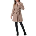 thumbnail image 2 of INSPIRE CHIC Women Vintage Belted Coat for Women's Stand Collar Winter Outwear Coats L Dark Beige, 2 of 6