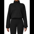 thumbnail image 1 of Sudadera con Media Cremallera para Mujer, para Otoño e Invierno, Informal, Holgada, Resistente Al Viento y Cálida, Ropa Deportiva de Fitness. Negro M, 1 of 8