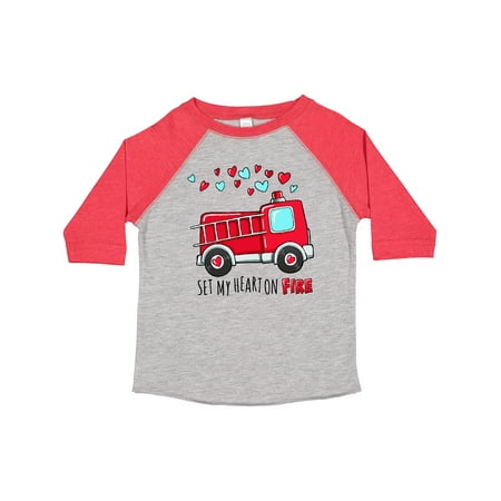 

Inktastic Set My Heart on Fire Valentine Fire Truck with Hearts Gift Toddler Boy or Toddler Girl T-Shirt