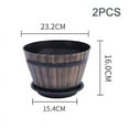 thumbnail image 1 of Imitation Wooden Barrel Flower Pot Walnut Color Thick And Durable Large Capacity Retro Planter for Home and Garden Two D, 1 of 2
