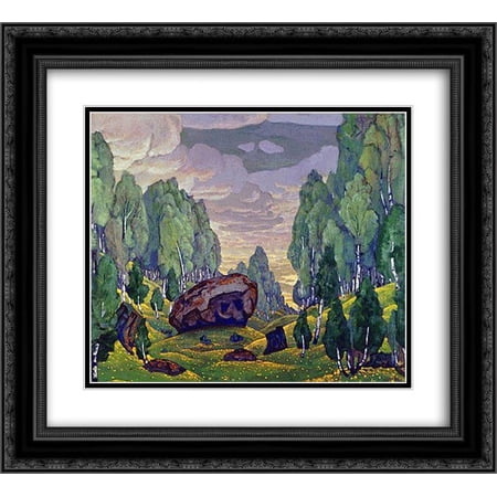 Nicholas Roerich 2x Matted 24x20 Black Ornate Framed Art Print 'Ravine'