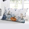 thumbnail image 5 of Blue Pumpkins Fall Throw Pillow Cover 20 x 36 Inch Decorative Pillow Cover Coastal Thanksgiving Eucalyptus Leaves Lumbar Pillowcase Seasonal Rectangle Cushion Case for Couch Sofa Bed Living Room, 5 of 7