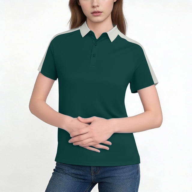 FRSASU Chemises à Boutons pour Femmes Manches Courtes Blouse à Col Décontractée Chic Vêtements d'Été Verts P(S)