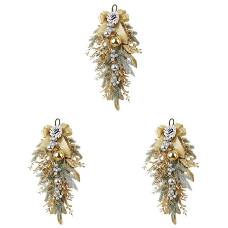 

The Cordless Stairway Trim Christmas Wreaths For Front Door Holiday Wall Window Hanging Ornaments For Indoor Outdoor Home Xmas Decoration 2PCS The Wreath Door Welcome Wreath Window Pane with Wreath