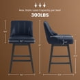 thumbnail image 7 of Swivel Counter Height Bar Stools, Set of 2, 27'' Modern Bar Stool with Curved Back and Solid Wood Legs, Bar Stools for Kitchen Island, Faux Leather Blue, 7 of 7