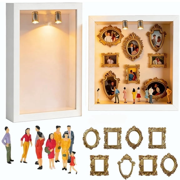 DIY Mini Museum Silhouette Box, Celebrate Your Unique Memories in Style, Shadow Box Frame Kit, Personalized DIY Photo Family Memory Display Case Frame Silhouette Box, Personalized Unique Memory Decor