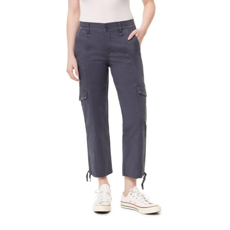 kensie Jeans for Women Mid Rise Stretch Twill Drawstring Jogger Cargo Pants, Anne Grey, 2