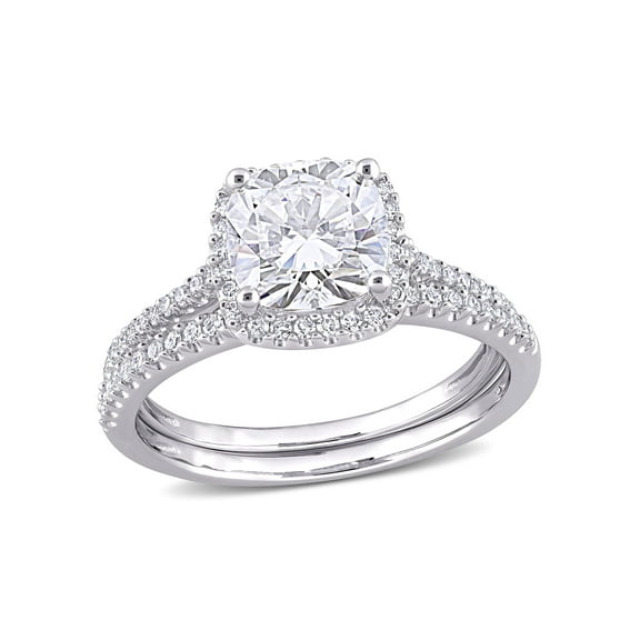 Everly Women's Created Moissanite and Diamond 14k White Gold Bridal Set