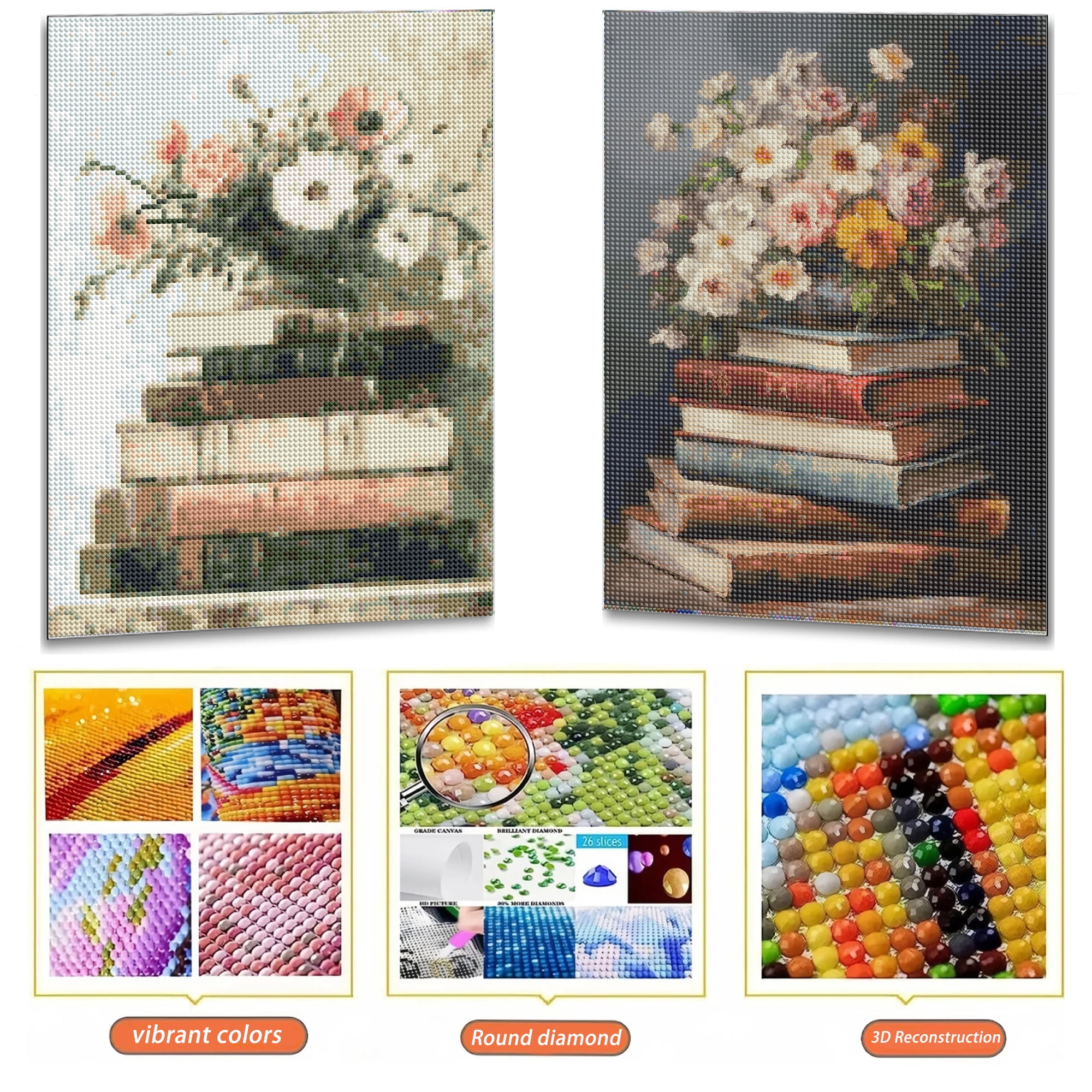 Mosaflare Diamond Art Painting Kits,2-Pack Book Art Craft Kits,Full Round Drill,Home Wall and Relaxing 12"×16"