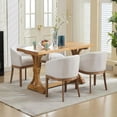thumbnail image 6 of Yardi Yarda Mid Century Upholstered Barrel Dining Chairs with Arms, Farmhouse Linen Chairs with Natural Hardwood Frame, 19" W Accent Chairs for Indoor, Beige, 6 of 20