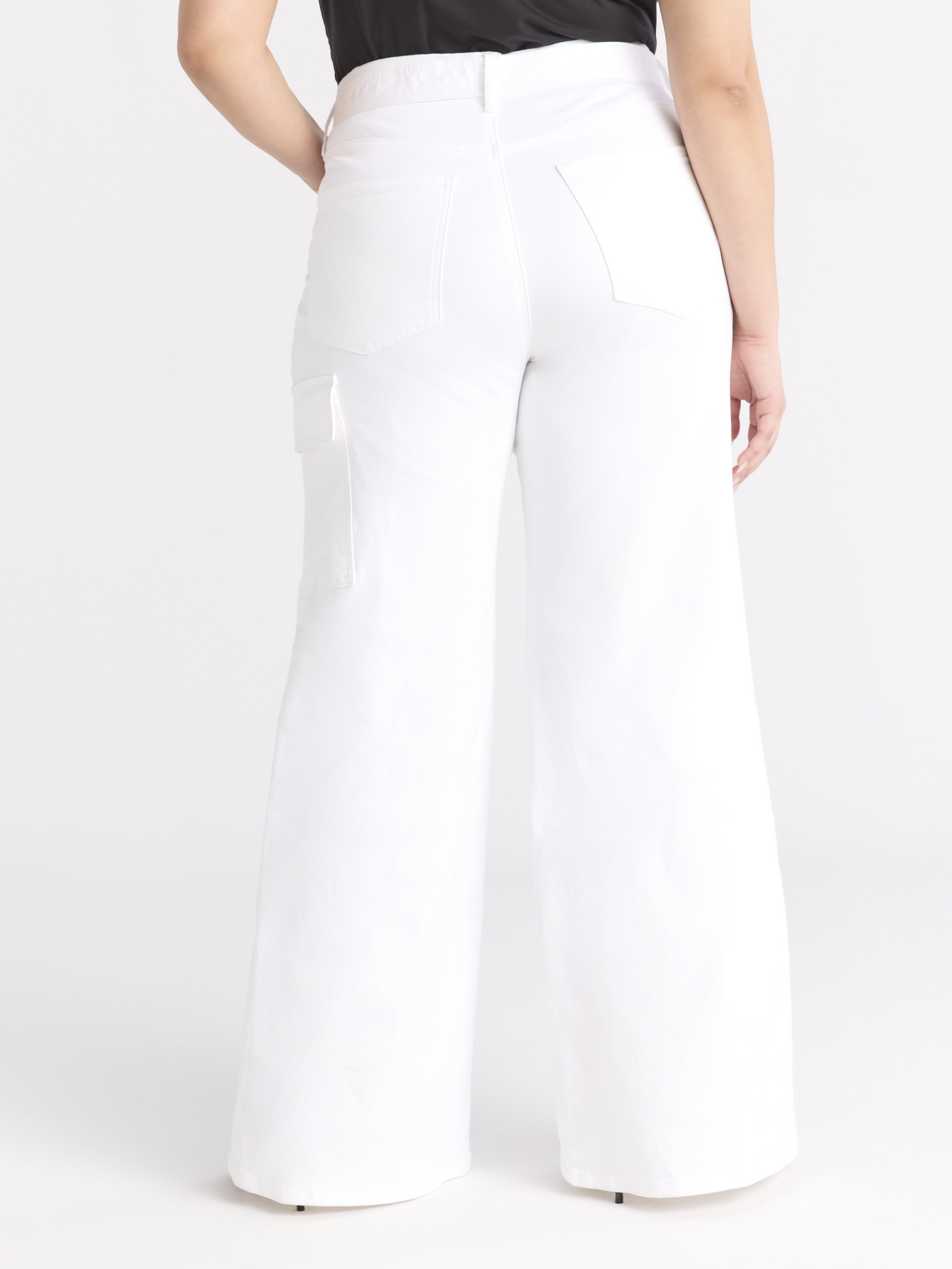 Sofia by Sofia Vergara Women's and Women's Plus Margot Wide Leg High Rise Cargo Jeans with Belt, Sizes 0-28W