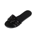 thumbnail image 2 of Mepaouo Women's Rhinestone Flat Sandals Round Open Toe Sequin Band Slide Summer Dressy Shoe Size 8, 2 of 5