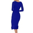 thumbnail image 4 of bbyeadc Women's Sexy Ruched Bodycon Midi Dresses Square Neck Long Sleeve Ruffle Hem Cocktail Party Dress (Blue, XL), 4 of 7