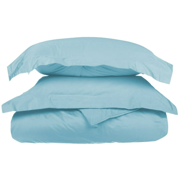 1000-Thread Count 100% Cotton Solid Duvet Cover and Pillow Sham Set Light Blue / Full/Queen