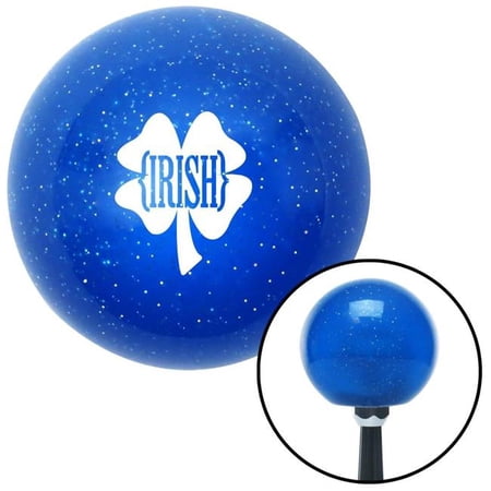American Shifter White Irish Clover Blue Metal Flake Shift Knob with M16 x 1.5 Insert Shifter Auto
