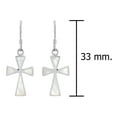 thumbnail image 2 of AeraVida Faithful Elegance Cross White Seashell Inlay Sterling Silver Dangle Earrings, 2 of 5