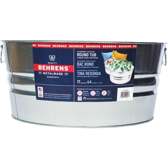 Behrens 3GS 17 Gallon Round Galvanized Steel Tub