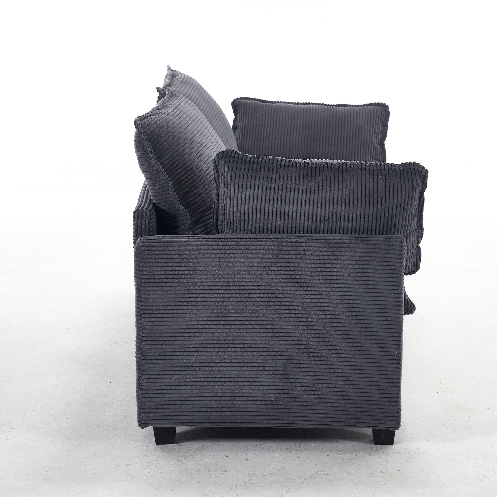 MAYEERTY Modular 2-Seater Loveseat Sofa, Corduroy Deep Seat Couch with 2 Lumbar Pillows, for Living Room Apartment Small Space
