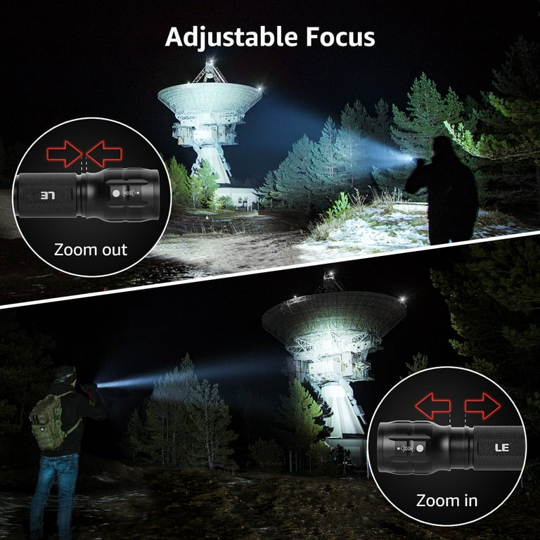 LE LED Flashlights LE1000 High Lumens, Bright Small Flashlight, Zoomable,  Waterproof, Adjustable Brightness Flash Light for Outdoor, Emergency, AAA  Batteries Included, Camping Accessories
