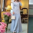 thumbnail image 2 of KHONTS Women's Chiffon Kaftan Abaya Dress Long Sleeve Self Tie Flowy Maxi Dress Evening Gown Blue M, 2 of 4