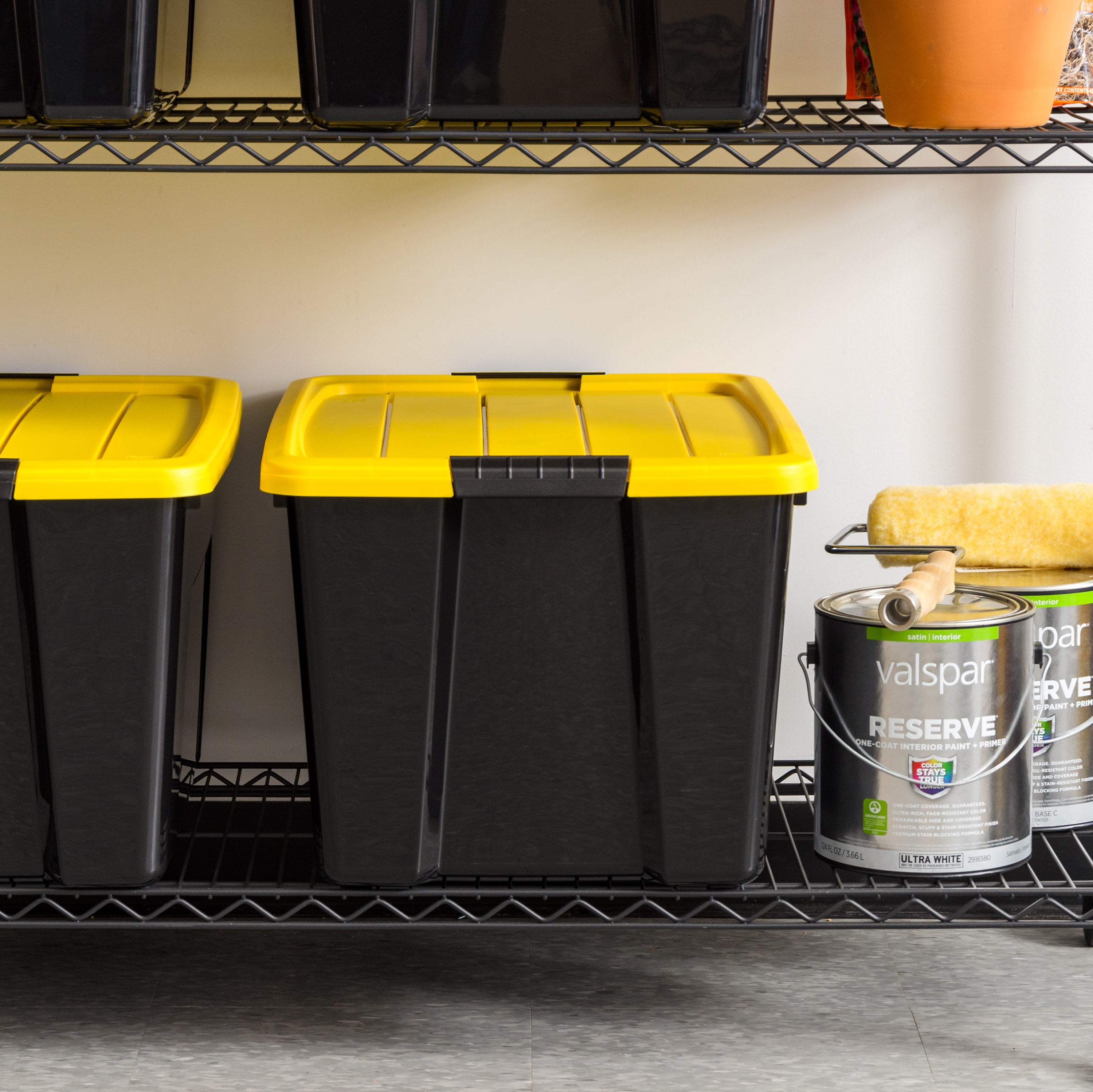 IRIS 60 Qt Black Plastic Storage Bin with Lid Tote, Plastic Storage Container with Lid, 6-Pack