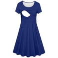 thumbnail image 4 of Efsteb Women's Maternity Dress Short Sleeve A-Line Casual Breastfeeding Dress Solid Color Nursing Dresses for Daily Wear ,Blue,L, 4 of 4