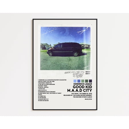 POSTER Kendrick Lamar Cover Poster, Good Kid M.A.A.D City, Album Wall Print, Tracklist Poster, Cover Art Poster, Hip Hop Poster-NO FRAME