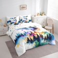 thumbnail image 2 of Metsweet Watercolor Gradient Dragon Full Size Bedding Sets 7 Pieces, Ombre Smooky Jungle Full Size Bed in a Bag, Blue Purple Green, 2 of 6
