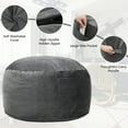 thumbnail image 2 of Melocadol 4ft Bean Bag Chair for Adults, Large Lazy Beanbag Sofa with Memory Foam Filled, Removable Washable Soft Cover, Sturdy Zipper, Comfy Chair for Bedroom, Den, Dorm, Dark Gray, 2 of 4