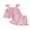 Pink, variant on BemeyourBBs Kids Toddler Baby Girls Summer Clothes 2 Pieces Waffle Knit Striped Fly Sleeve Bow Camisole Tank Top with Ruffle Shorts Set