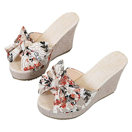 

Boho Slide Sandals for Women Girls Dressy Low Wedge Thong Sandals Casual Toe Ring Flat Sandals Cute Summer Bohemian Travel Flip Flop Sandal Shoes