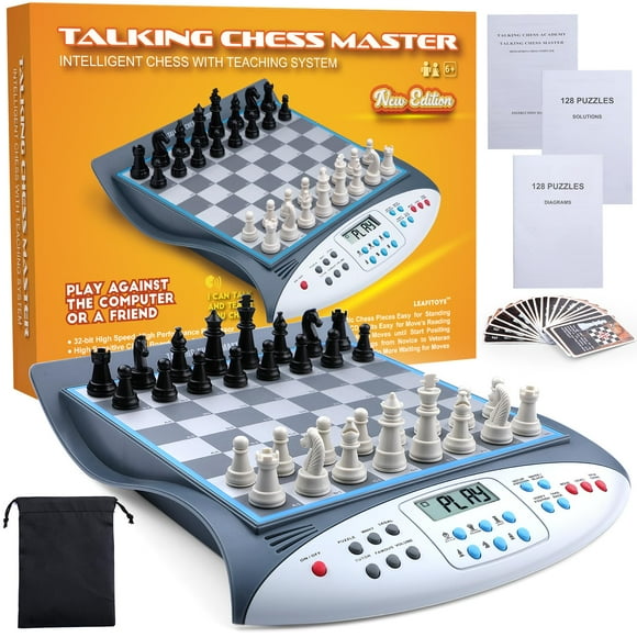 Talking Chess Master Electronic Chess Set with 2000 ELO Rating, Great for Brain Strategy Training, Strong Magnetic Chess Computer Game, 1-2 Player, Ideal Electronic Chess