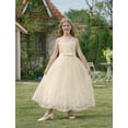 thumbnail image 6 of IBTOM CASTLE Flower Girl Lace Dress for Kids Wedding Bridesmaid Pageant Party Formal Long Maxi Gown Princess Communion Tulle Bow Dresses 6-7 Years Champagne, 6 of 9