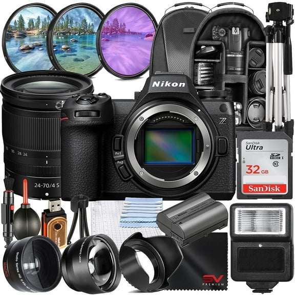 Nikon Z6III Mirrorless Camera with 24-70mm Lens   SanDisk 32GB Memory Card   Full Size Tripod   SV Premium Accessory Bundle (International Version)