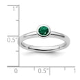 thumbnail image 2 of 925 Sterling Silver Bezel Polished Stackable Low 4mm Round Cr. Emerald Ring Size 5 Stackable Ring for Women, 2 of 2